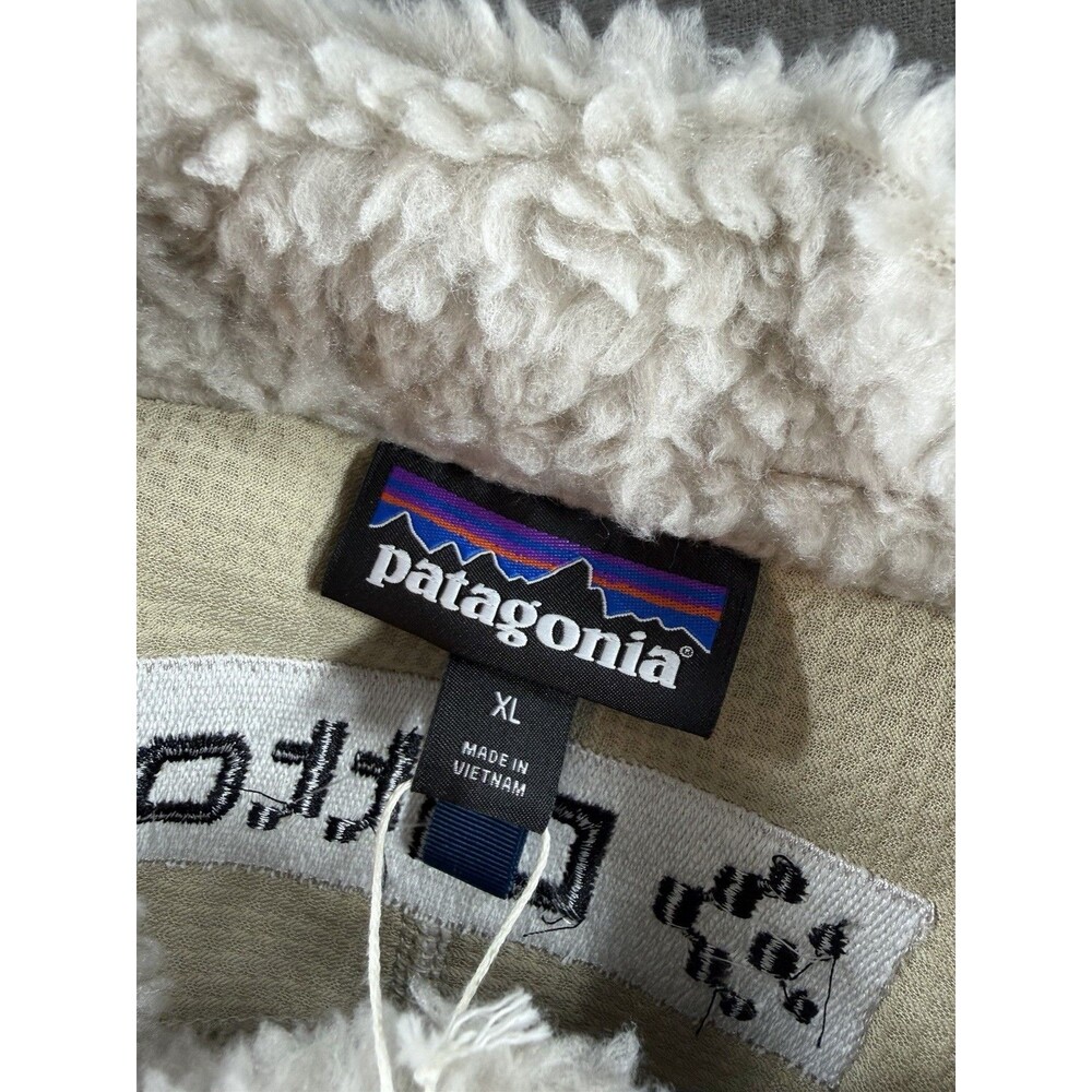 Patagonia Retro X Fleece Vest Mens XL Natural Beige Full Zip Sherpa Pile Logo - Picture 3 of 9